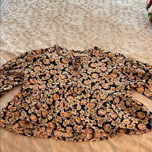 We The Free Floral Blouse in Black and Cream
